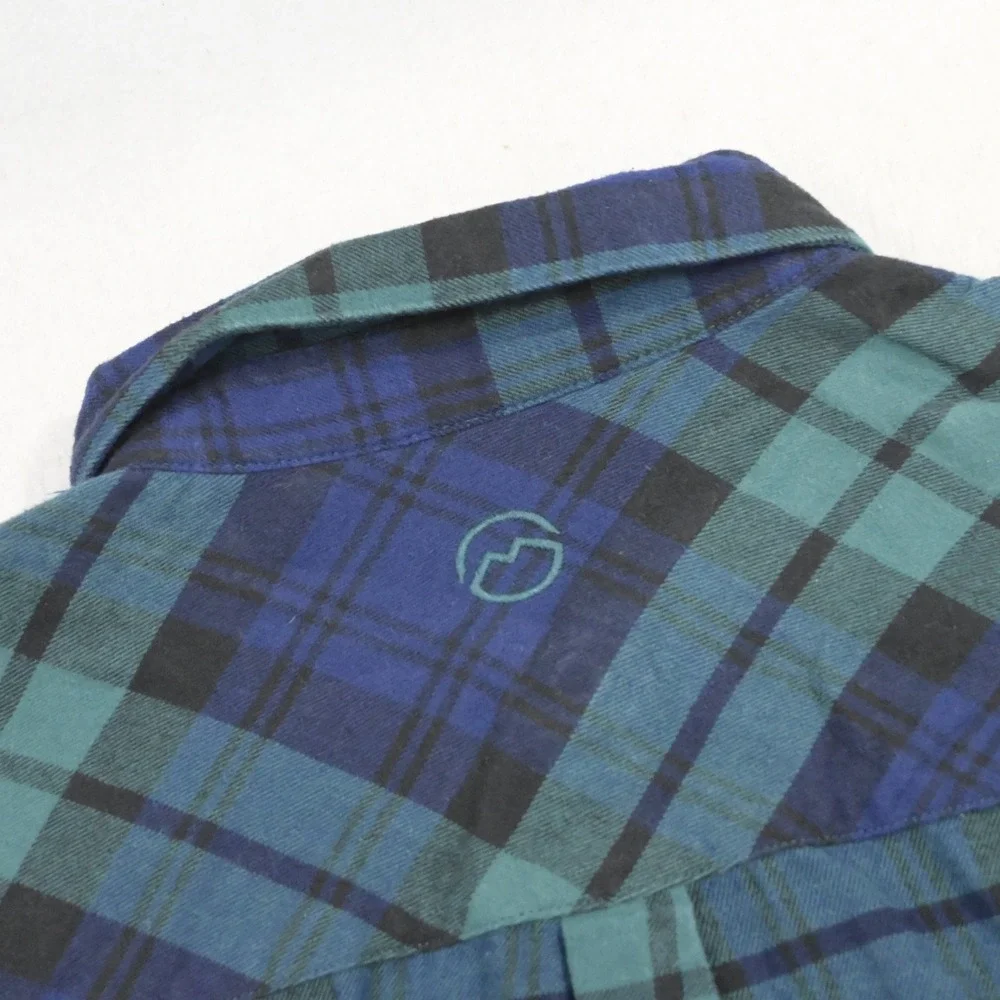 Magellan Outdoors Flannel Button Up Mens M Classic Fit Blue Green Plaid Pocket